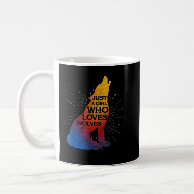 Nur ein Mädchen, das Wolves Wolf Pack Girl Lieben Kaffeetasse (Links)