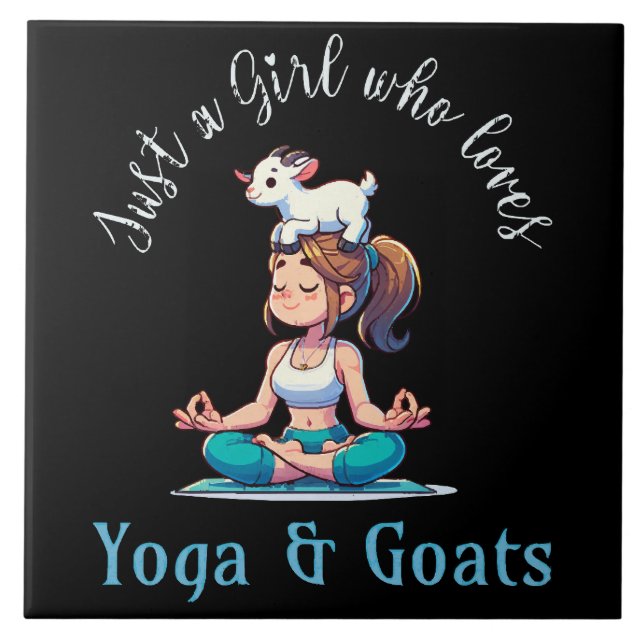 Nur ein Mädchen, das Yoga und Ziegen Liebe Fliese (Vorderseite)