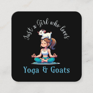 Nur ein Mädchen, das Yoga und Ziegen Liebe Quadratische Visitenkarte