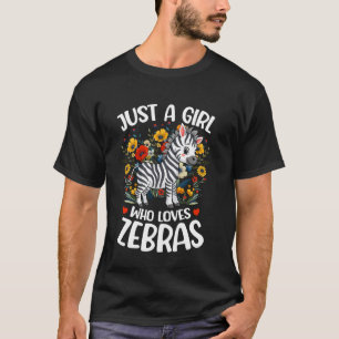 Nur Ein Mädchen Das Zebras Liebt Ästhetische Blume T-Shirt