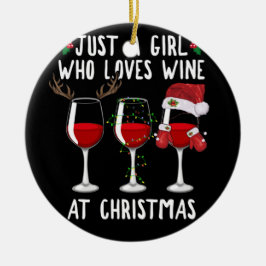 Nur ein Mädchen, das zu Weihnachten Gläser Liebe Keramik Ornament