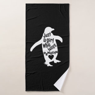 Nur ein Mädchen, dass Pinguine liebt Badehandtuch