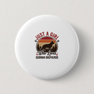 Nur ein Mädchen Deutscher Schäferhund Vintage Hund Button