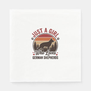 Nur ein Mädchen Deutscher Schäferhund Vintage Hund Serviette