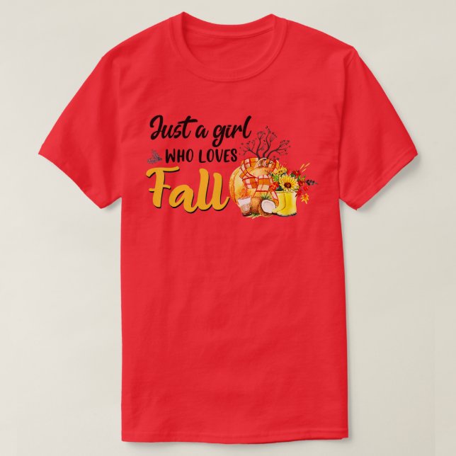 Nur ein Mädchen, die Liebe fallen Herbst Pumpkin G T-Shirt (Design vorne)