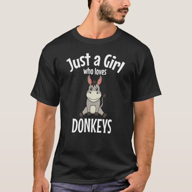 Nur ein Mädchen, die Lieben Donkeys Mule Bauer Her T-Shirt (Vorderseite)