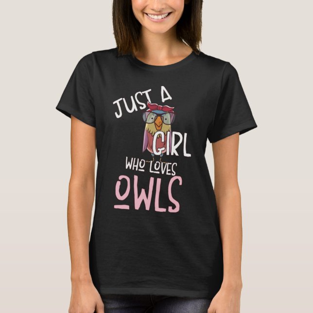 Nur ein Mädchen, die Lieben Owls Retro Owl Niedlic T-Shirt (Vorderseite)