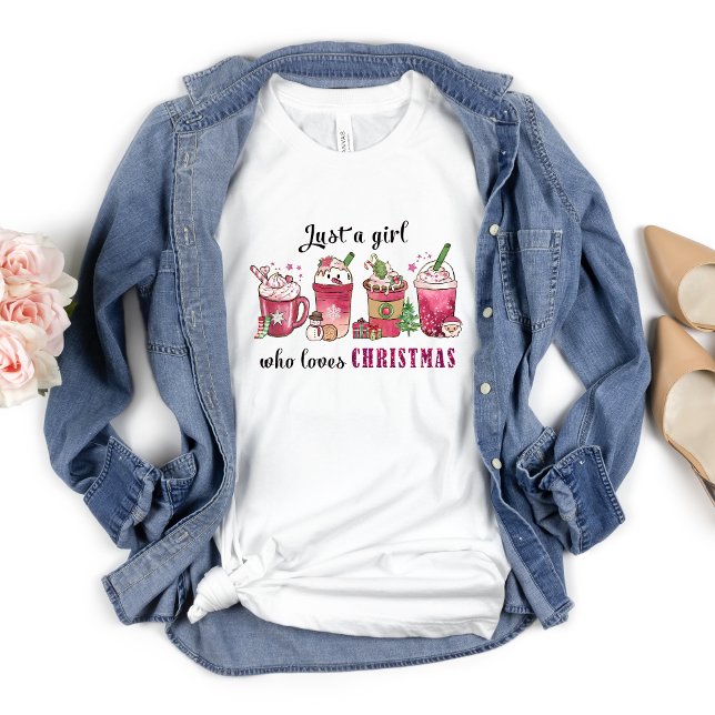 Nur ein Mädchen, die Weihnachts-Coffee Spaß trendy T-Shirt (Just A Girl Who Loves Christmas Festive Holiday T-shirt. )