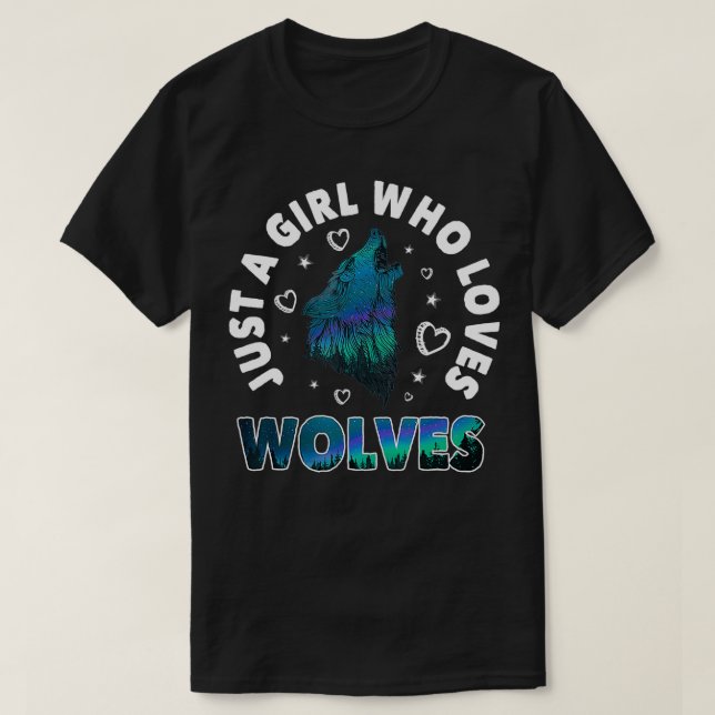 Nur ein Mädchen, die Wolves Funny Wolf Lover Wome  T-Shirt (Design vorne)