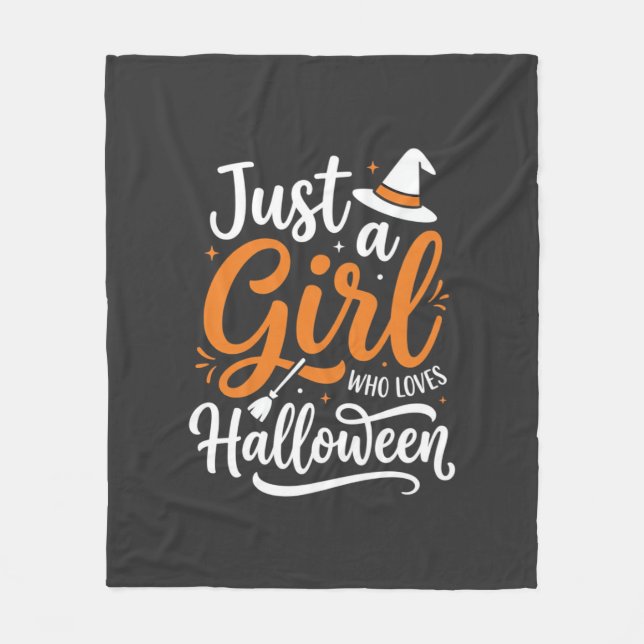 Nur ein Mädchen Halloween-Vektor Kunst Fleecedecke (Vorderseite)