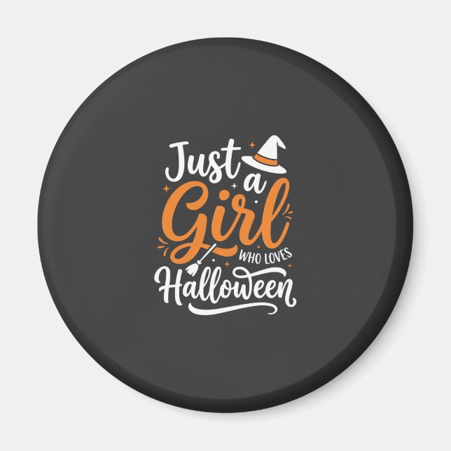 Nur ein Mädchen Halloween-Vektor Kunst Magnet (Vorne)