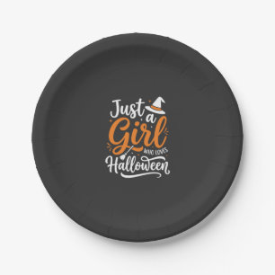 Nur ein Mädchen Halloween-Vektorkunst Pappteller