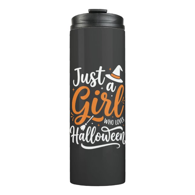 Nur ein Mädchen Halloween-Vektorkunst Thermosbecher (Vorderseite)