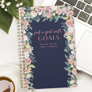 Nur ein Mädchen mit Zielen Blumen Personalisiert Planer