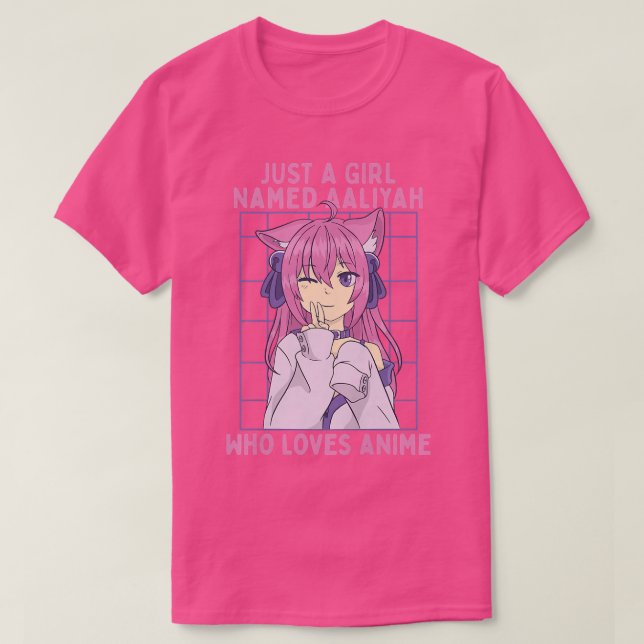 Nur ein Mädchen namens Aaliyah, die Lieben Anime P T-Shirt (Design vorne)