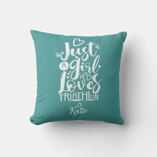Nur ein Mädchen Türkis Triathlon Simple Modern Typ Kissen