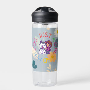 Nur Ein Mädchen Und Ihr Hund Süßer Husky Blumen Ge Trinkflasche