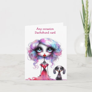 Nur ein Mädchen und ihre Dackel-Hundekarte Karte