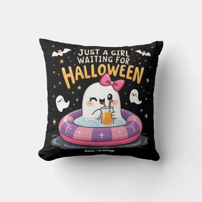 Nur ein Mädchen Wartete zu Halloween Spooky Summer Kissen (Vorderseite)