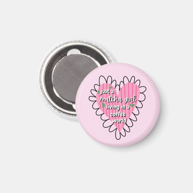 Nur ein Matcha-Mädchen Herz Ästhetik – Rosa Süß  Magnet (Vorderseite/Rückseite)