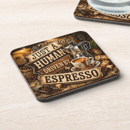Nur ein Mensch, angetrieben von Espresso Getränkeuntersetzer