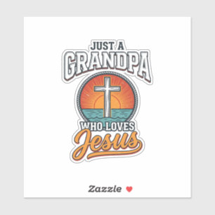 Nur ein Opa, der Jesus liebt, Vintage-Kreuz-Shirt Aufkleber