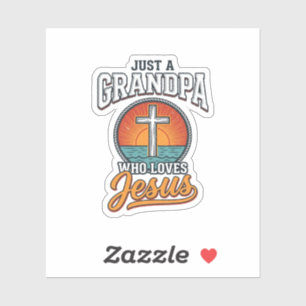 Nur ein Opa, der Jesus liebt, Vintage-Kreuz-Shirt Aufkleber
