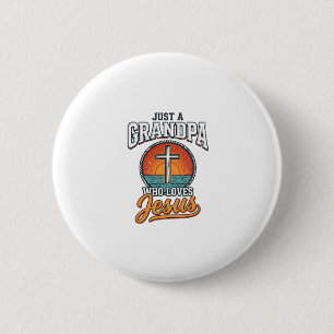 Nur ein Opa, der Jesus liebt, Vintage-Kreuz-Shirt Button