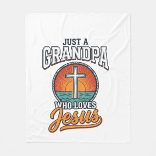 Nur ein Opa, der Jesus liebt, Vintage-Kreuz-Shirt Fleecedecke