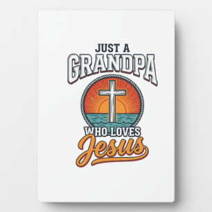 Nur ein Opa, der Jesus liebt, Vintage-Kreuz-Shirt Fotoplatte