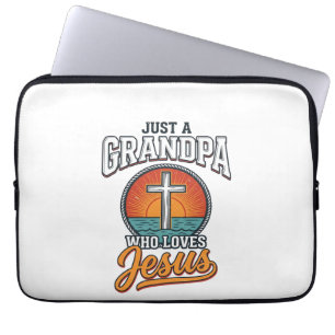 Nur ein Opa, der Jesus liebt, Vintage-Kreuz-Shirt Laptopschutzhülle