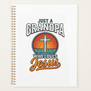 Nur ein Opa, der Jesus liebt, Vintage-Kreuz-Shirt Planer