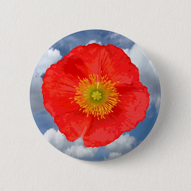 Nur ein Poppy Blossom + Ihr Text & Ideen Button (Vorderseite)