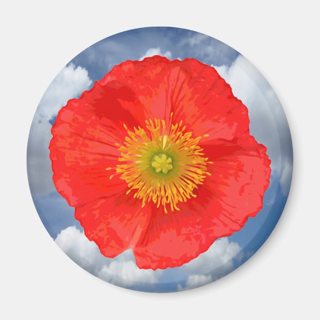 Nur ein Poppy Blossom + Ihr Text & Ideen Magnet (Vorne)