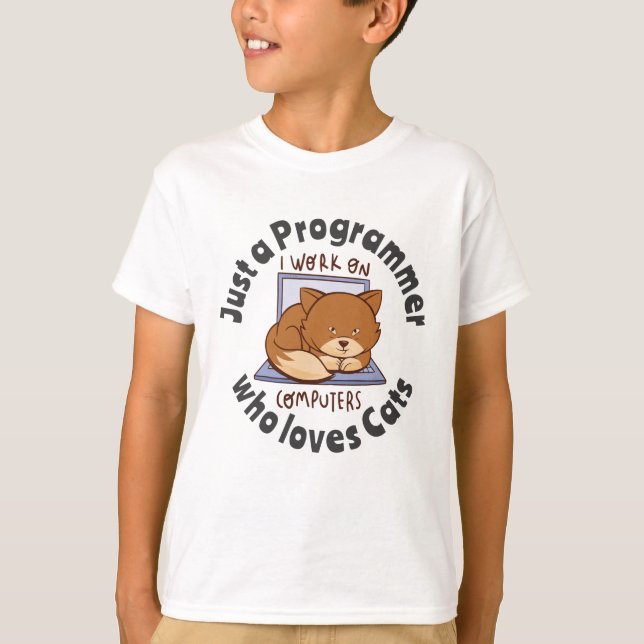 Nur ein Programmierer, der Katzen Liebe T-Shirt (Vorderseite)
