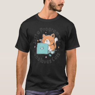 Nur ein Programmierer, der Katzen und Computer Lie T-Shirt