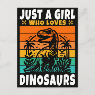 Nur Ein Retro-Mädchen Liebt Dinos Postkarte