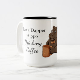 Nur ein schicker Flusspferd, das Kaffee trinkt - L Zweifarbige Tasse
