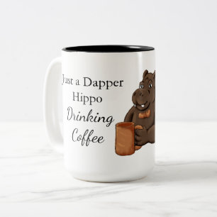 Nur ein schicker Flusspferd, das Kaffee trinkt - L Zweifarbige Tasse