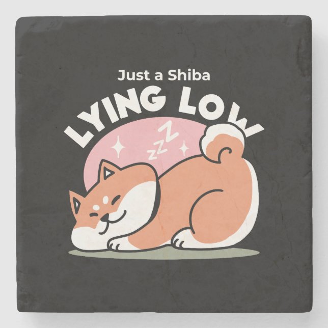 Nur ein Shiba, der niedrig fliegt: Niedliches Shib Steinuntersetzer (Vorderseite)