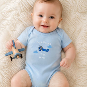 Nur ein süßes blaues Flugzeug personalisierter Jun Baby Strampler