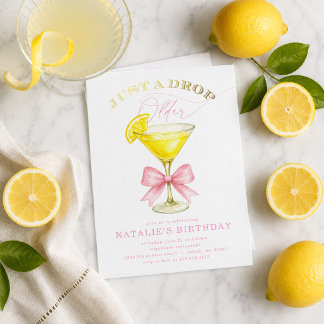 Nur ein Tropfen älter Lemon Drop Pink Schleife Geb Einladung