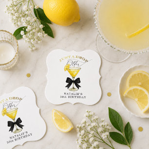 Nur ein Tropfen Älter Lemon Drop Schwarze Schleife Untersetzer