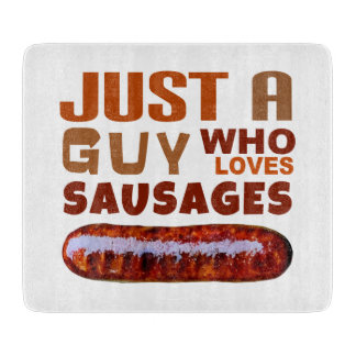 Nur ein Typ, der Würstchen Liebe Schneidebrett