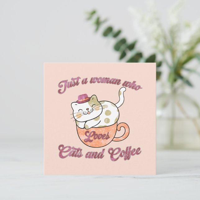 Nur eine Frau, die Katzen und Kaffee Liebe (Stehend Vorderseite)