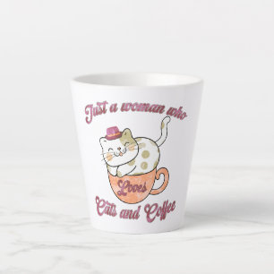 Nur eine Frau, die Katzen und Kaffee Liebe Milchtasse
