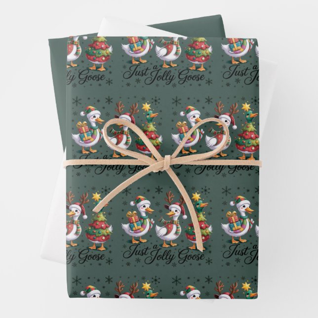 Nur eine fröhliche Gans Patchwork Weihnachten Ente Geschenkpapier Set (Beispiel)