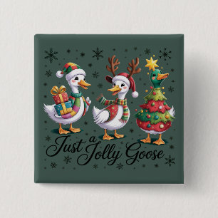 Nur eine fröhliche Gans Patchwork Weihnachtsente L Button