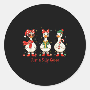 Nur eine fröhliche Gans Santa Süße Schleife Weihna Runder Aufkleber