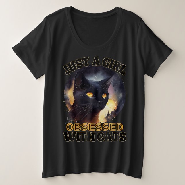 Nur eine Girl Cat Große Größe T-Shirt (Design vorne)